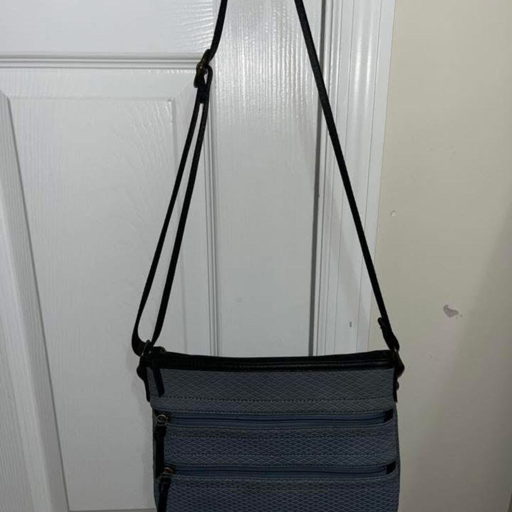 EUC The Sak Basic "Olvera" steal blue canvas crossbody bag